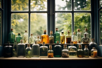 Collection Of Vintage Bottle, Generative AI