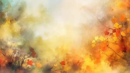 Obraz na płótnie Canvas abstract light autumn background yellow leaves autumn mood change of season. Generative AI