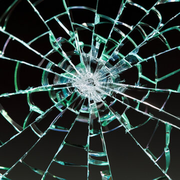 Pieces of broken glass. Break the glass