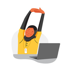 Women stretching to relax from her job wear