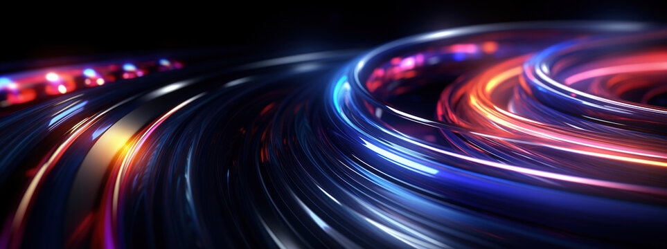 Abstract futuristic background. Neon ultrawide wallpaper. AI