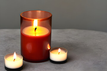 Fototapeta na wymiar burning candle on a table