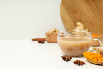 Traditional Indian hot drink with milk and spices - Masala tea