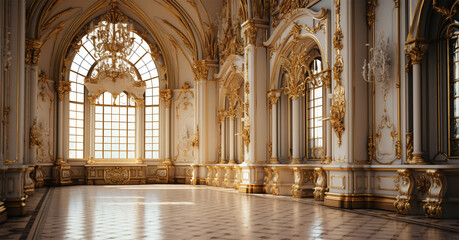 Fototapeta na wymiar A classic extravagant European-style palace room with gold decorations