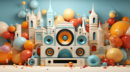3d background music audio system with speakers. Generative AI