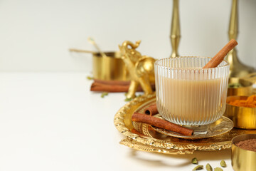 Traditional Indian hot drink with milk and spices - Masala tea