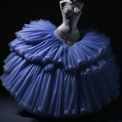 Fashion photo of a ballerina in a blue tutu.