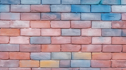 brick wall in delicate pastel colors rainbow spectrum. Generative AI