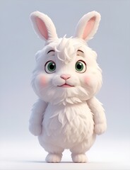 cute fluffy bunny. cartoon character. Generative AI