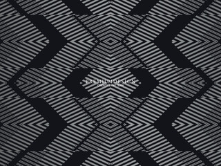 Black abstract background design. Modern wavy lines pattern (guilloche curves) in monochrome colors. Premium line texture for banners, business backgrounds. Dark horizontal vector template.