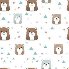 cute bears pattern seamless on white background. generative ai.