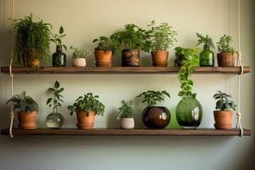 Floating Shelves To Display Small Pots, Generative AI