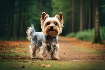 yorkshire terrier in the garden  generated Ai technology