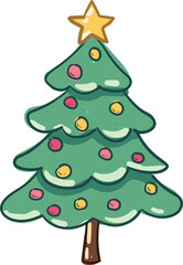 Christmas tree hand drawn illustrations.