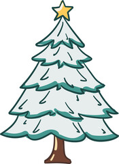 Christmas tree hand drawn illustrations.