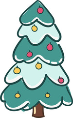 Christmas tree hand drawn illustrations.