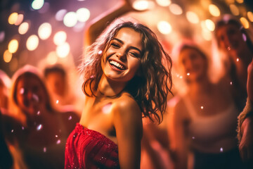 Young woman or teenager at party, festival, concert or event - Youth theme, partying, having fun - Generative AI