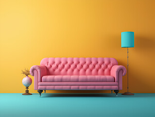 Interior Sofa colorful empty wall decoration contemporary modern