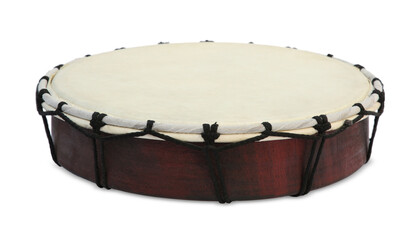 Modern drum isolated on white. Musical instrument