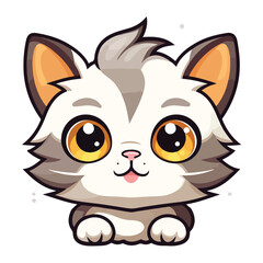 Obraz premium cute cat print,vector cat sticker,colorful cat head,kitten illustration,ready to print,editable