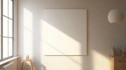 square frame inside white background in a bright room with natural light. Generative AI