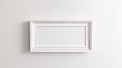 white horizontal frame on white background isolated with copy space. Generative AI