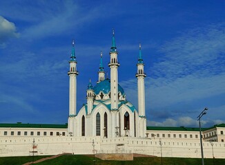 Fototapeta na wymiar Kazan, Republic of Tatarstan, Russia - 08.24.2021. Kul Sharif Mosque on the territory of the Kazan Kremlin