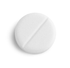 One pill isolated on white, top view