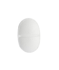 One pill isolated on white. Drug therapy