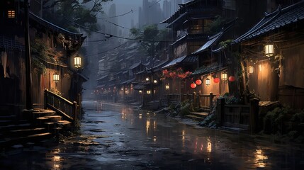 和風の街並み,Generative AI AI画像