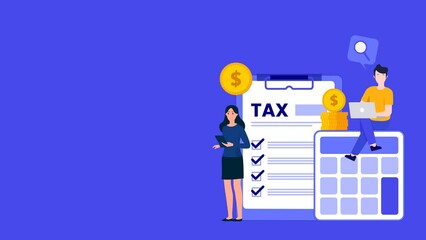 Business tax animation calculation concept