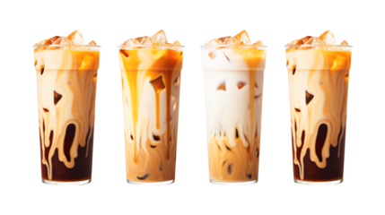 Iced caramel macchiato on transparent background Remove png created with Generative AI, Clipping Path