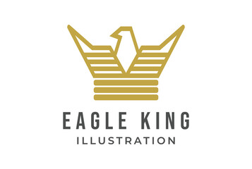 Golden Eagle Falcon Hawk King Crown Icon Illustration Vector