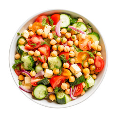 Chickpea salad with vegetables on transparent background Remove png created with Generative AI, Clipping Path