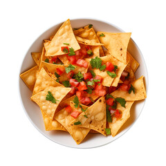 Nachos chips and salsa on transparent background Remove png created with Generative AI, Clipping Path
