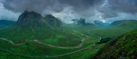 Morning sunrise view of the mountain known as Buachaille etive mor located in glencoe, highlands Scotland.