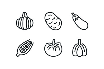 Simple modern set of vegetable icons. Premium symbol collection. Vector illustration. Simple pictogram pack.