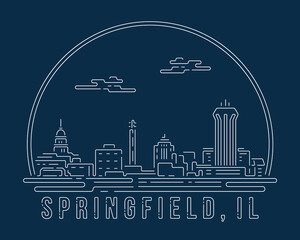 Springfield, illinois - Cityscape with white abstract line corner curve modern style on dark blue background, building skyline city vector illustration design