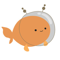 cute goldfish astronaut in space