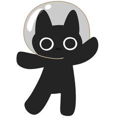 cute black cat astronaut in space