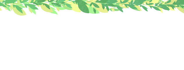 Sfondo bianco orizzontale con cornice di foglie verdi e gialle
