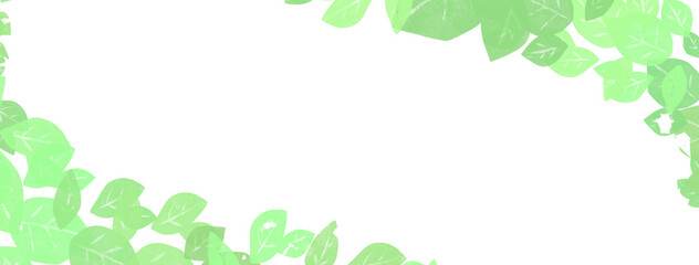 Sfondo bianco orizzontale con cornice di foglie verdi © Francesca