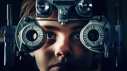 teen getting eye tested, optometrist