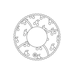 Float, inflatable circle. Beach set for summer trips. Vacation accessories for sea vacations. Line art.