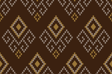 Nature vintages cross stitch traditional ethnic pattern paisley flower Ikat background abstract Aztec African Indonesian Indian seamless pattern for fabric print cloth dress carpet curtains and sarong