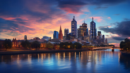 Fototapeta na wymiar Panorama view of beautiful Melbourne citys
