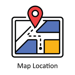 Map Location Filled Outline Icon Design illustration. Map and Navigation Symbol on White background EPS 10 File