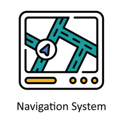 Navigation System Filled Outline Icon Design illustration. Map and Navigation Symbol on White background EPS 10 File