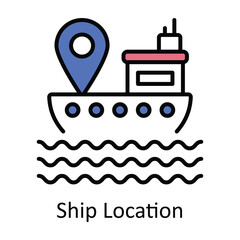 Ship Location Filled Outline Icon Design illustration. Map and Navigation Symbol on White background EPS 10 File
