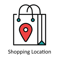 Shopping Location Filled Outline Icon Design illustration. Map and Navigation Symbol on White background EPS 10 File